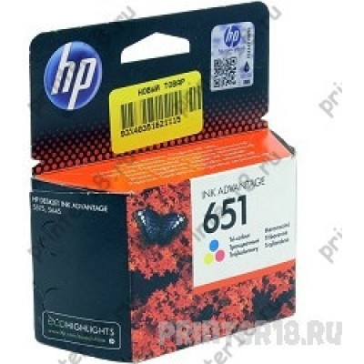 Картридж HP C2P11AE №651, Color Deskjet Ink Advantage 5645, 5575 (300стр)