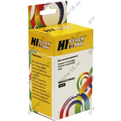 Картридж Hi-Black (HB-CZ109AE) для HP DJ IA 3525/5525, №655, Bk