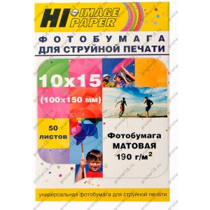 Фотобумага Hi-Image Paper матовая односторонняя, 10x15 см, 190 г/м2, 50 л